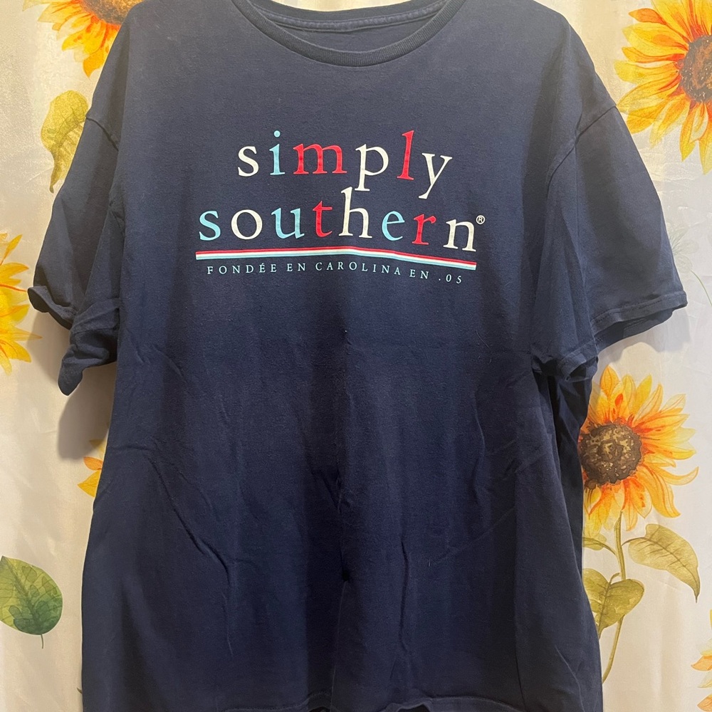 Simply Southern Dark Blue Tee with cow